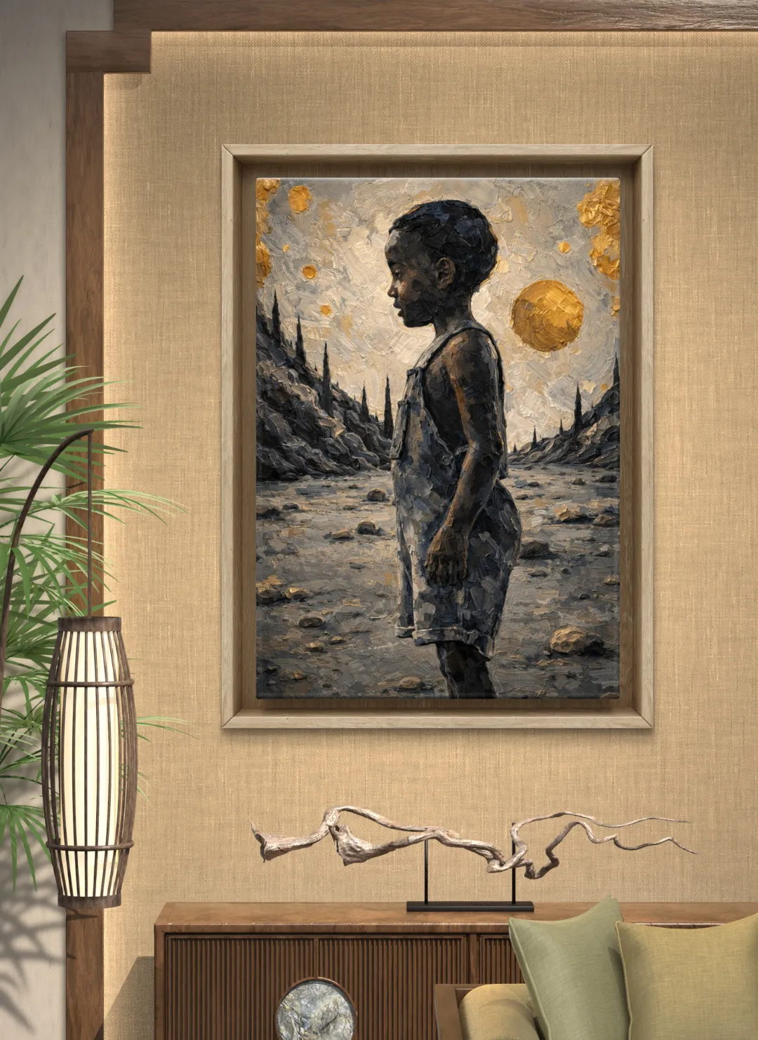 Child in Warmly Lit Room